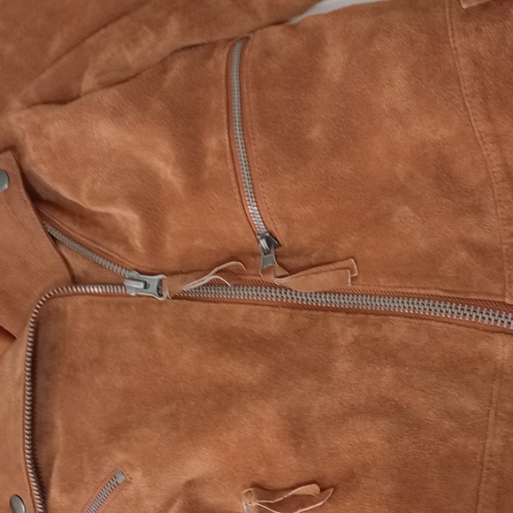 ASOS 100% REAL SUEDE LEATHER JACKET CAMEL/Rust color - Picture 4 of 14